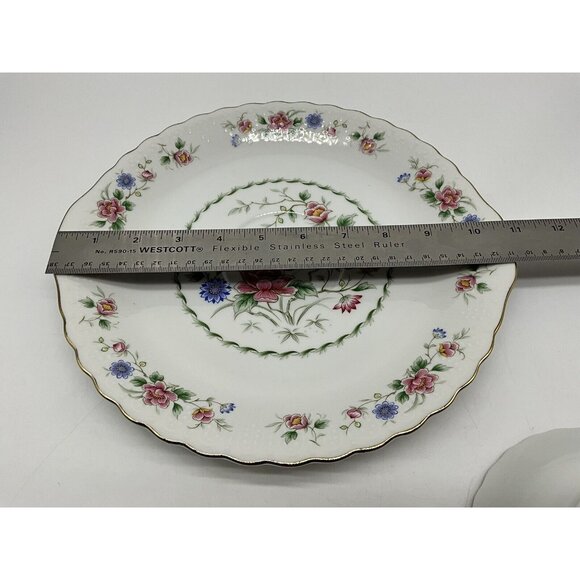 Andrea by Sadek 3 Piece "Garden of India" Scalloped Platter Dip Bowl and Spoon - Picture 15 of 16